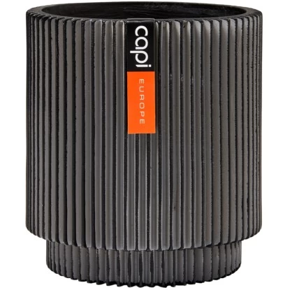 Capi Pflanztopf Groove Zylinder Schwarz 19 Cm X 21 Cm 1 Capi Pflanztopf Groove Zylinder Schwarz 19 Cm X 21 Cm