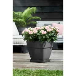 Elho Blumentopf Vibia Campana Viereckig 30 Cm X 30 Cm X 28 Cm Anthrazit -Schwingen Sie Ihre Topfpflanzen. 1236785 4667 4
