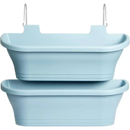 Elho Geländertopf Corsica Rechteckig 51 Cm X 17 Cm X 23 Cm 2er-Set Vintage Blau -Schwingen Sie Ihre Topfpflanzen. 1367283 4667 1