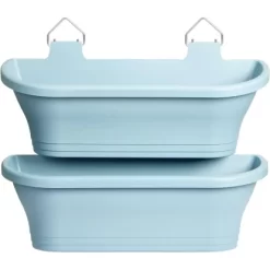 Elho Geländertopf Corsica Rechteckig 51 Cm X 17 Cm X 23 Cm 2er-Set Vintage Blau -Schwingen Sie Ihre Topfpflanzen. 1367283 4667 3