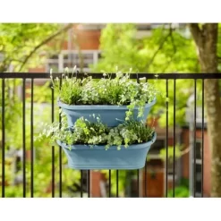 Elho Geländertopf Corsica Rechteckig 51 Cm X 17 Cm X 23 Cm 2er-Set Vintage Blau -Schwingen Sie Ihre Topfpflanzen. 1367283 4667 4