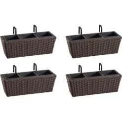 Gartenfreude Balkonkasten Polyrattan 47 Cm X 17 Cm Mocca 4er-Set