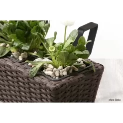 Gartenfreude Balkonkasten Polyrattan 47 Cm X 17 Cm Mocca 4er-Set -Schwingen Sie Ihre Topfpflanzen. 159786 4655 pt02