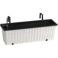 Gartenfreude Balkonkasten Polyrattan 50 Cm X 19 CmWeiß Mit Bewässerungssystem
