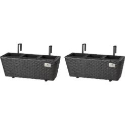 Gartenfreude Balkonkasten Polyrattan 47 Cm X 17 Cm Anthrazit 2 Stück