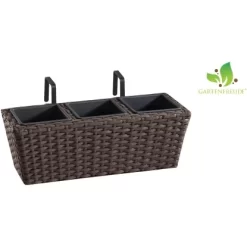 Gartenfreude Balkonkasten Polyrattan 47 Cm X 17 Cm Mocca 2 Stück -Schwingen Sie Ihre Topfpflanzen. 159819 4655 pt04