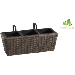 Gartenfreude Balkonkasten Polyrattan 47 Cm X 17 Cm Cappuccino 2 Stück -Schwingen Sie Ihre Topfpflanzen. 159820 4655 pt04