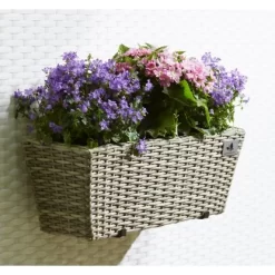 Gartenfreude Balkonkasten Polyrattan 47 Cm X 17 Cm Naturfarben 2 Stück -Schwingen Sie Ihre Topfpflanzen. 159825 4655 pt 01