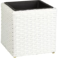 Gartenfreude Pflanzkübel Polyrattan 28 Cm X 28 Cm X 28 Cm Weiß