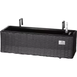 Gartenfreude Balkonkasten Polyrattan Eckig 60 Cm X 19 Cm Anthrazit