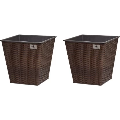 Gartenfreude Pflanzkübel Polyrattan Konisch 32 Cm X 32 Cm Bicolour Braun 2er-Set 1 Gartenfreude Pflanzkübel Polyrattan Konisch 32 Cm X 32 Cm Bicolour Braun 2er-Set