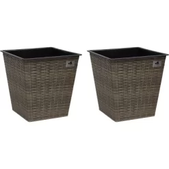 Gartenfreude Pflanzkübel Polyrattan Konisch 41,5 Cm X 41,5 Cm Cappuccino 2er-Set
