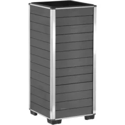 Gartenfreude Pflanzgefäß WPC Eckig 27 Cm X 27 Cm X 59 Cm Anthrazit