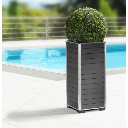 Gartenfreude Pflanzgefäß WPC Eckig 27 Cm X 27 Cm X 59 Cm Anthrazit 2 Gartenfreude Pflanzgefäß WPC Eckig 27 Cm X 27 Cm X 59 Cm Anthrazit – Bild 2