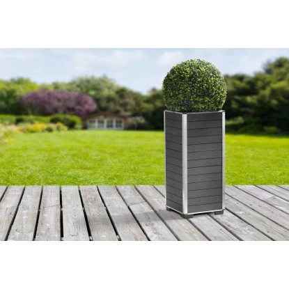 Gartenfreude Pflanzgefäß WPC Eckig 27 Cm X 27 Cm X 59 Cm Anthrazit 3 Gartenfreude Pflanzgefäß WPC Eckig 27 Cm X 27 Cm X 59 Cm Anthrazit – Bild 3