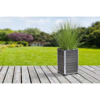 Gartenfreude Pflanzgefäß WPC Eckig 27 Cm X 27 Cm X 44 Cm Anthrazit 3 Gartenfreude Pflanzgefäß WPC Eckig 27 Cm X 27 Cm X 44 Cm Anthrazit – Bild 3