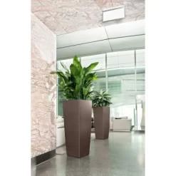 Lechuza Pflanzgefäß Cubico Alto Premium 40 Cm X 40 Cm Espresso Metallic -Schwingen Sie Ihre Topfpflanzen. 261653 4186 5