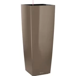Lechuza Pflanzgefäß Cubico Alto Premium 40 Cm X 40 Cm Taupe Hochglanz