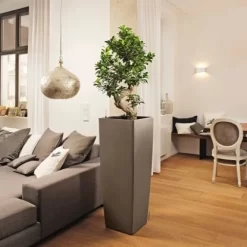 Lechuza Pflanzgefäß Cubico Alto Premium 40 Cm X 40 Cm Taupe Hochglanz -Schwingen Sie Ihre Topfpflanzen. 261659 4186 3