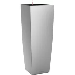 Lechuza Pflanzgefäß Cubico Alto Premium 40 Cm X 40 Cm Silber Metallic