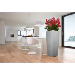 Lechuza Pflanzgefäß Cubico Alto Premium 40 Cm X 40 Cm Silber Metallic -Schwingen Sie Ihre Topfpflanzen. 261668 4186 3
