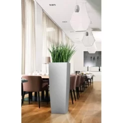 Lechuza Pflanzgefäß Cubico Alto Premium 40 Cm X 40 Cm Silber Metallic -Schwingen Sie Ihre Topfpflanzen. 261668 4186 4