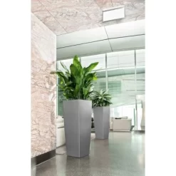 Lechuza Pflanzgefäß Cubico Alto Premium 40 Cm X 40 Cm Silber Metallic -Schwingen Sie Ihre Topfpflanzen. 261668 4186 5
