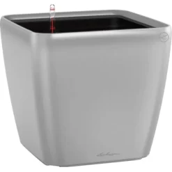 Lechuza Pflanzgefäß Quadro Premium LS 22 Cm X 22 Cm X 21 Cm Silber Metallic