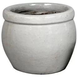 M Collections Pflanztopf Glasiert Delta Ø 28 Cm X 24 Cm Weiß