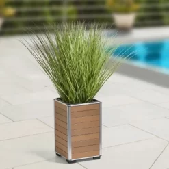 Gartenfreude Pflanzkübel WPC 27 Cm X 27 Cm X 44 Cm Hellbraun -Schwingen Sie Ihre Topfpflanzen. 320906 4655 42510839041432