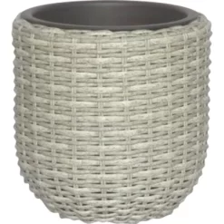Deko-Pflanzgefäß Ø 27 Cm X 27 Cm Wicker Hellgrau