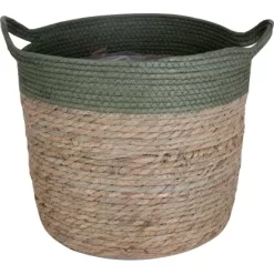 Übertopf Korb Mit Griffen Ø 30 Cm Natur-Grün