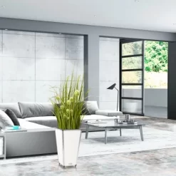 Amare Blumentopf Pur Fiberglas Design 28 Cm X 28 Cm X 51 Cm Weiß -Schwingen Sie Ihre Topfpflanzen. 4251083908172 4655 7