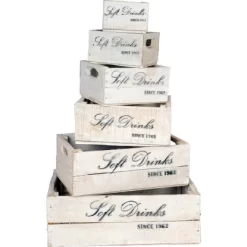 Deko Holzkisten-Set Softdrinks 6-tlg. Weiß