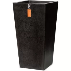 Capi Pflanztopf Lux Outdoor Quadratisch Konisch II 32 Cm X 32 Cm X 60 Cm Schwarz