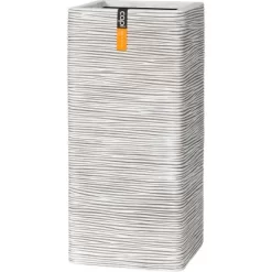 Capi Pflanzsäule Nature Outdoor Rechteckig Riffel I 26 Cm X 26 Cm X 58 Cm Elfenb