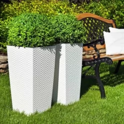 Siena Garden Pflanzgefäß Modern Paris Weiß 40x40x75,3 Cm -Schwingen Sie Ihre Topfpflanzen. 8630428 1346 5