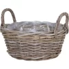 Naturrattan Korb Rund Konisch Mit Griffen Inkl. Polybeutel Natur-Grau 26x12/19cm