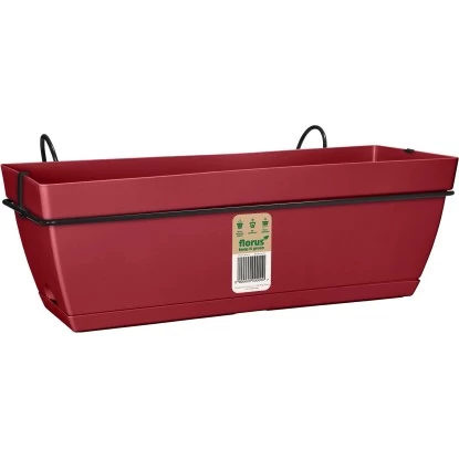 Florus Geländertopf-Set Paris 50 Cm Dunkelrot 2 Florus Geländertopf-Set Paris 50 Cm Dunkelrot – Bild 2