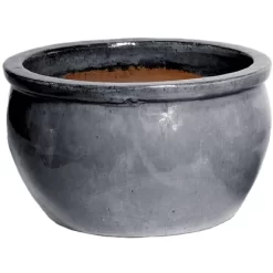 M Collections Pflanztopf Glazed Bavaria 47 Cm X 47 Cm Anthrazit Grau