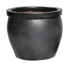 M Collections Pflanztopf Delta Rim Glazed 28 Cm X 28 Cm Schwarz Matt