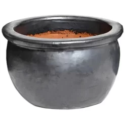 M Collections Pflanztopf Glazed Bavaria 47 Cm X 47 Cm Schwarz Matt