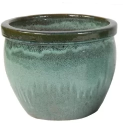 M Collections Pflanztopf Delta Rim Glazed 28 Cm X 28 Cm Moss Grün