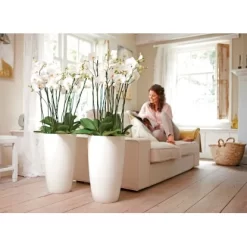 Elho Blumentopf Brussels Diamond Rund Hoch Ø 27 Weiß -Schwingen Sie Ihre Topfpflanzen. 9345224 4667 4
