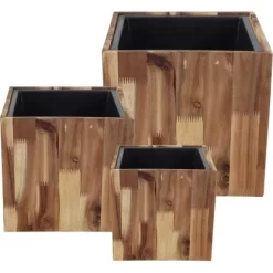 Pflanztopf Quader FSC-Akazienholz Geleimt Inkl. Kunststoff-Einsatz 43 Cm X 40 Cm -Schwingen Sie Ihre Topfpflanzen. 967347 1316 03