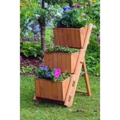 Pflanztreppe Dreistufig Entfaltbar Braun -Schwingen Sie Ihre Topfpflanzen. flanztreppeblumentreppe 06