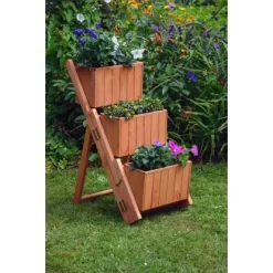 Pflanztreppe Dreistufig Entfaltbar Braun -Schwingen Sie Ihre Topfpflanzen. flanztreppeblumentreppe 07